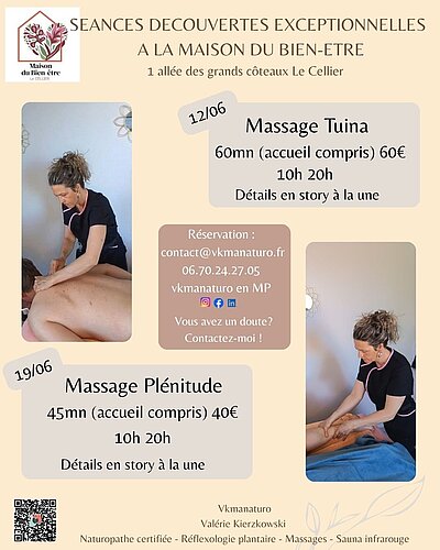 Séances découvertes en juin Tuina minceur et massage unique de relaxation Plénitude à la Maison du Bien-être