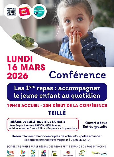 Conférence "Les premiers repas : comment accompagner le jeune enfant au quotidien" le 16 mars à Teillé