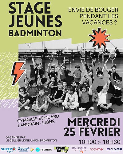 📣 Stage Jeunes – Mercredi 25 février à Ligné ! 🏸