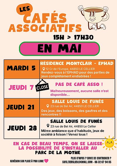 Les cafés asso en MAI 2026