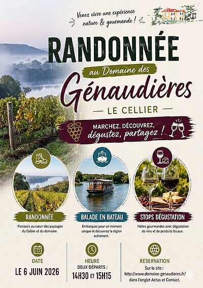 Randonnée et balade en bateau sur la Loire proposées par le Domaine des Génaudières