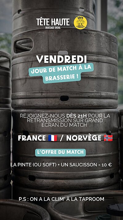 Soirée Match ce soir à la brasserie ! Clim' et saucisson !